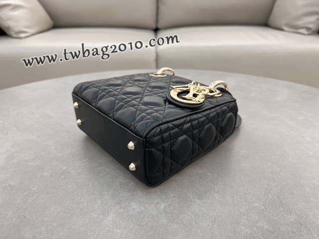 Dior专柜新款Lady女包迪奥高仿原单三格羊皮黑色Classic Lady戴妃包 djfk1274